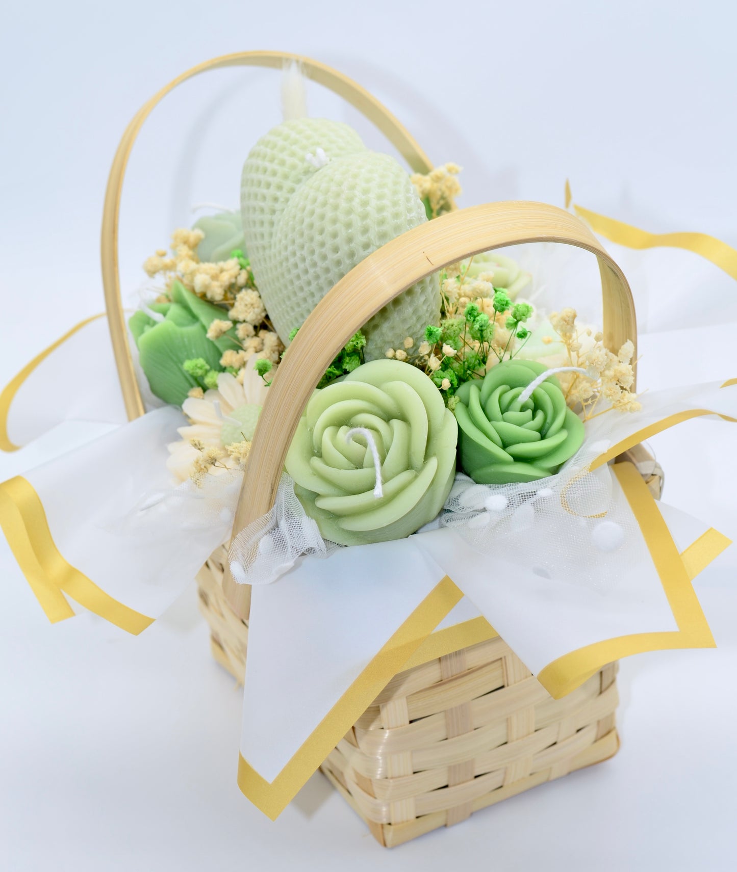 Green Floral Heart Basket