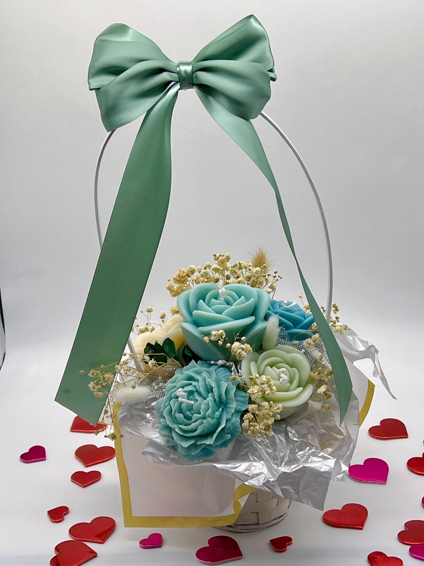 Eternal Rose Basket ( Green )