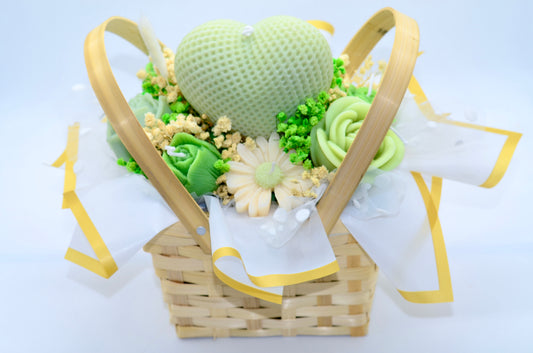 Green Floral Heart Basket