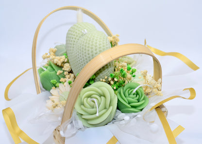 Green Floral Heart Basket