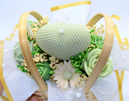 Green Floral Heart Basket