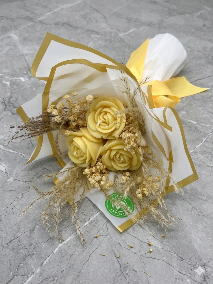 Trio Rose Keepsake  Artisan Candle Bouquet