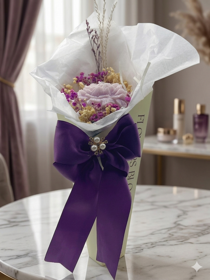Bloom Artisan Bouquet - Peony Candle in Floral Cone