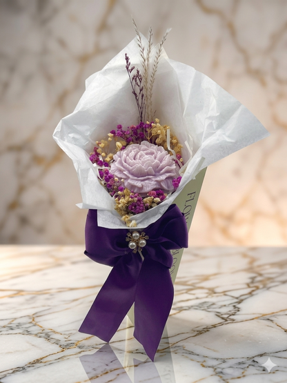 Bloom Artisan Bouquet - Peony Candle in Floral Cone