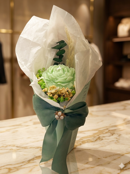 Bloom Artisan Bouquet - Peony Candle in Floral Cone
