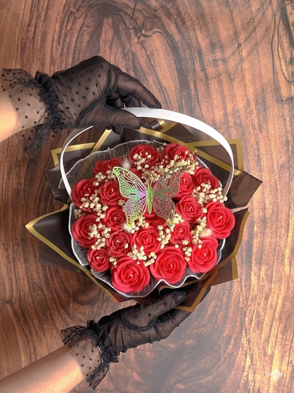 Scented Candle Flower Basket – 20 Rose Candle Bouquet