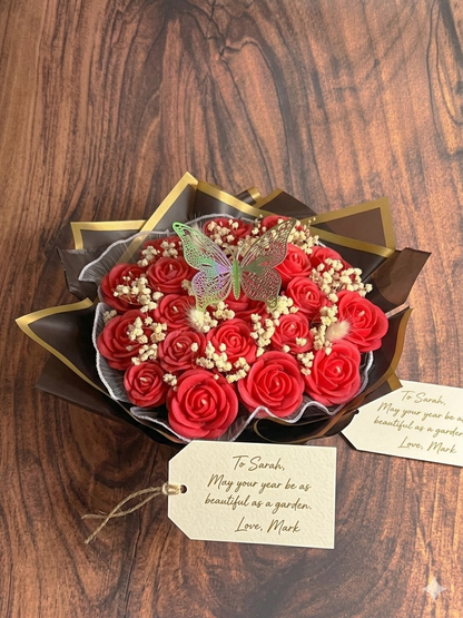 Scented Candle Flower Basket – 20 Rose Candle Bouquet