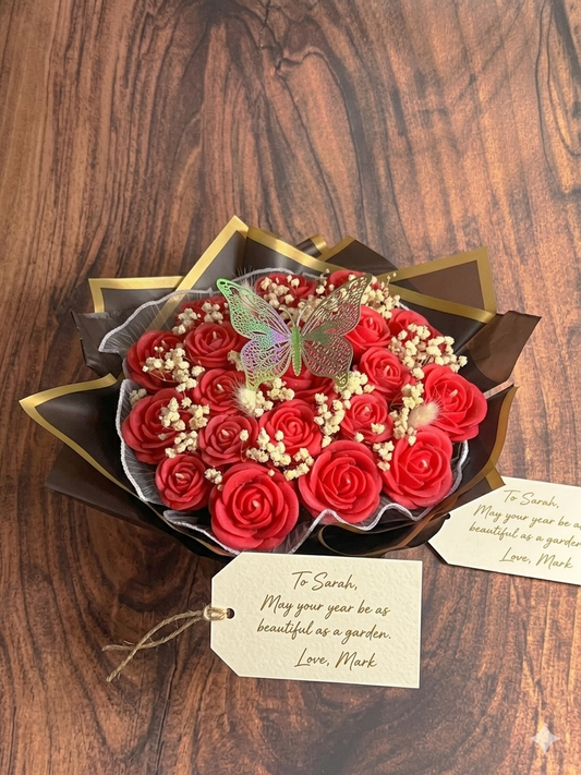 Scented Candle Flower Basket – 20 Rose Candle Bouquet