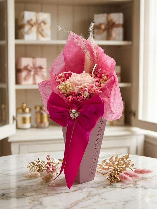 Bloom Artisan Bouquet - Peony Candle in Floral Cone