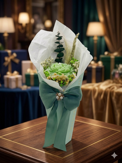 Bloom Artisan Bouquet - Peony Candle in Floral Cone
