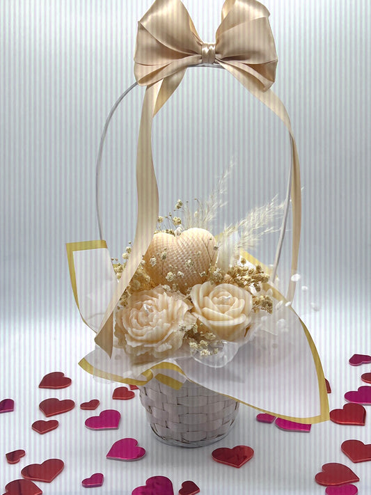 Eternal Rose Basket ( Beige )